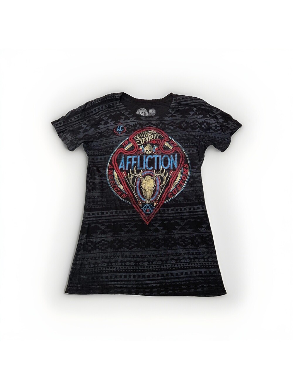 Affliction American Customs Motor Spirit T-Shirt Womens XL Burnout Tee